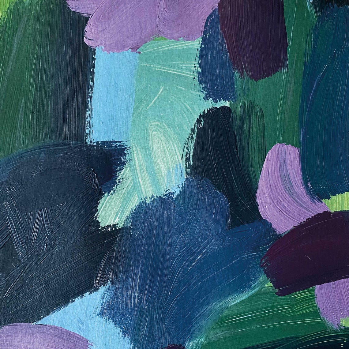 Abstract Painting Original Painting Acrylic Painting Hand Painted Landscape Modern Art Colorful Mural Colorful Painting Blue Green Purple - Image 3