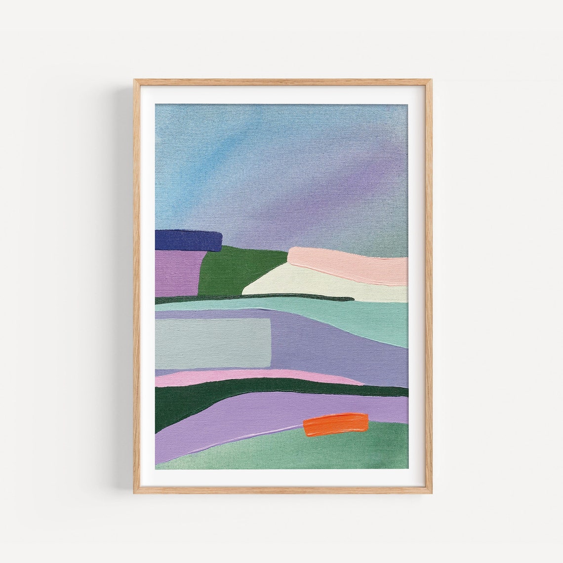 Blue Purple Green Abstract Landscape Blocks Colorful Wall Art