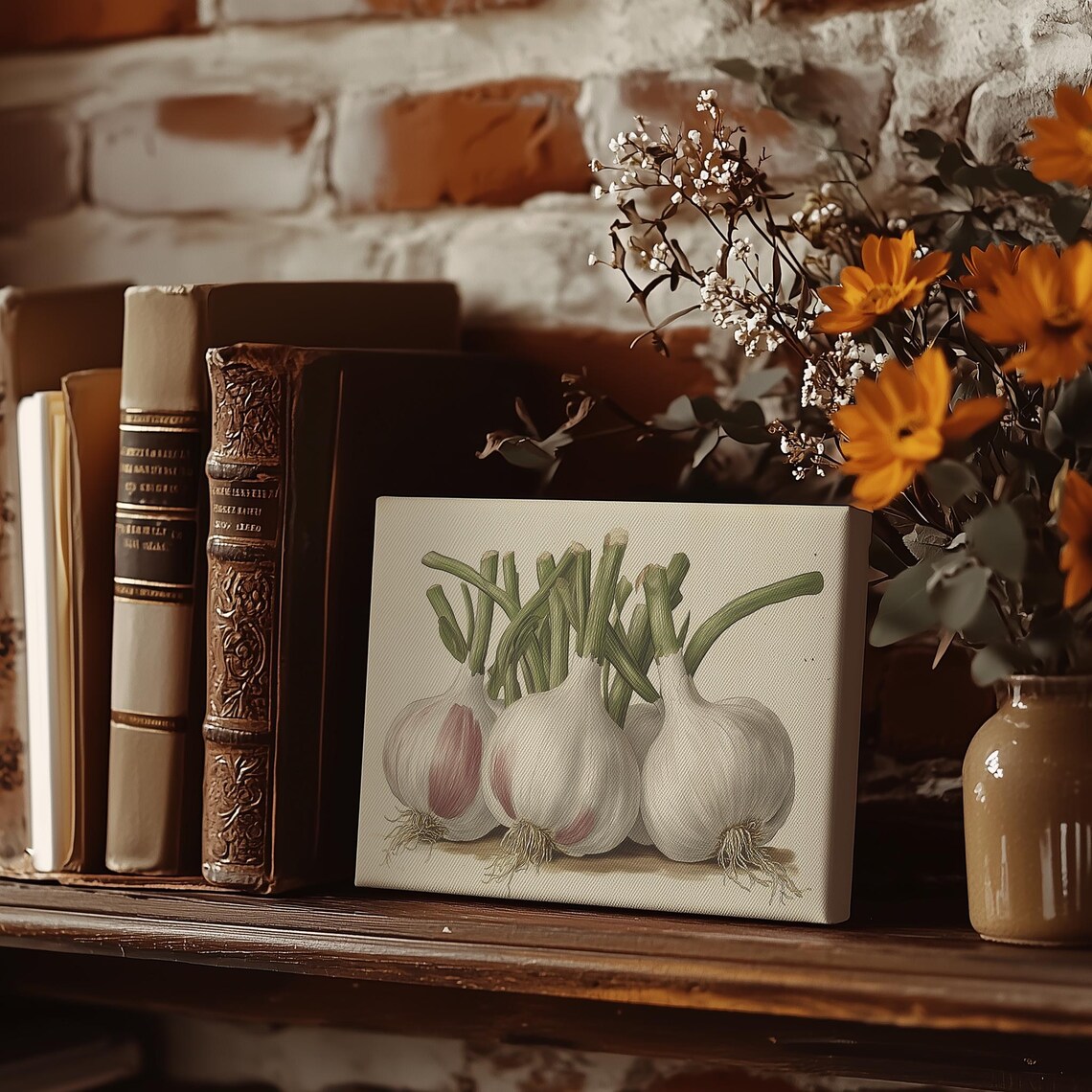 Vintage Garlic Bulbs Botanical Illustration Kitchen Art Poster - Image 3
