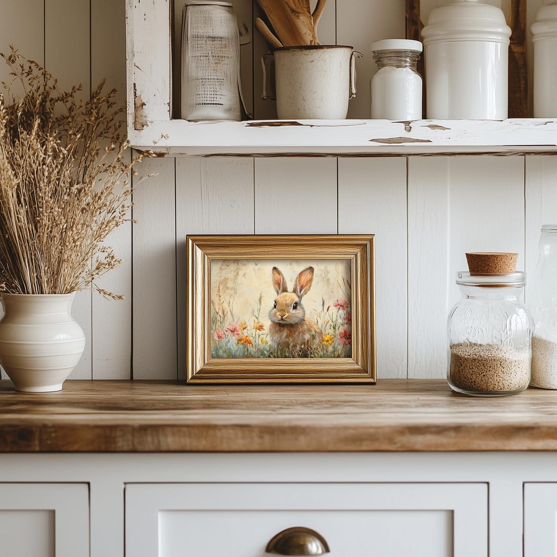 Easter Bunny Painting Moody Vintage Spring Wall Print Rabbit Print Wall Decor Easter Wall Art Bunny Oil Painting Art - Image 5