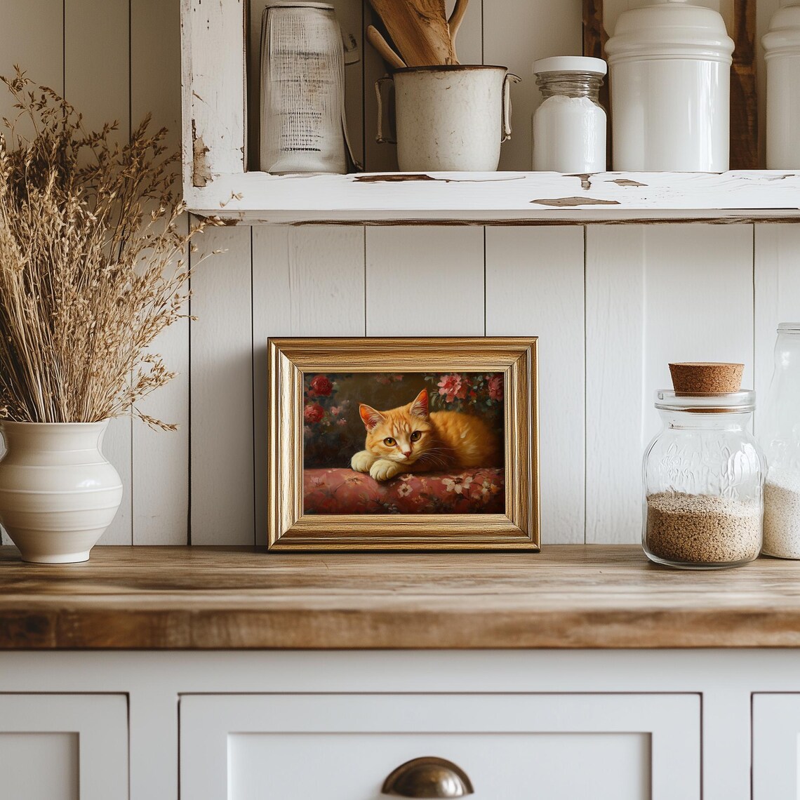 Orange Ginger Cat Painting Moody Vintage Cat Wall Print Cat Print Wall Decor Animal Wall Art Feline Oil Painting Art - Image 4