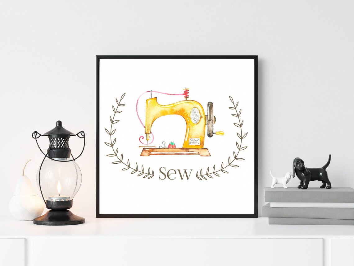Sew Square Watercolor Craft Room Quote Art Print - Image 2