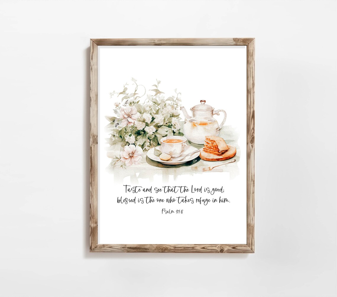 Psalm 34:8 Scripture Art Print, Cottage Decor - Image 2