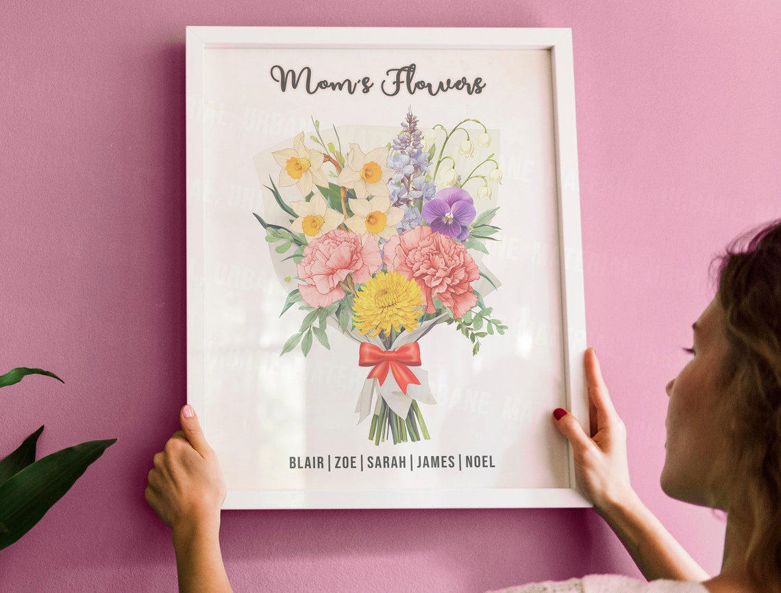 Nana's Flowers Personalized Family Bouquet Glass Vase Gift Poster - Image 4