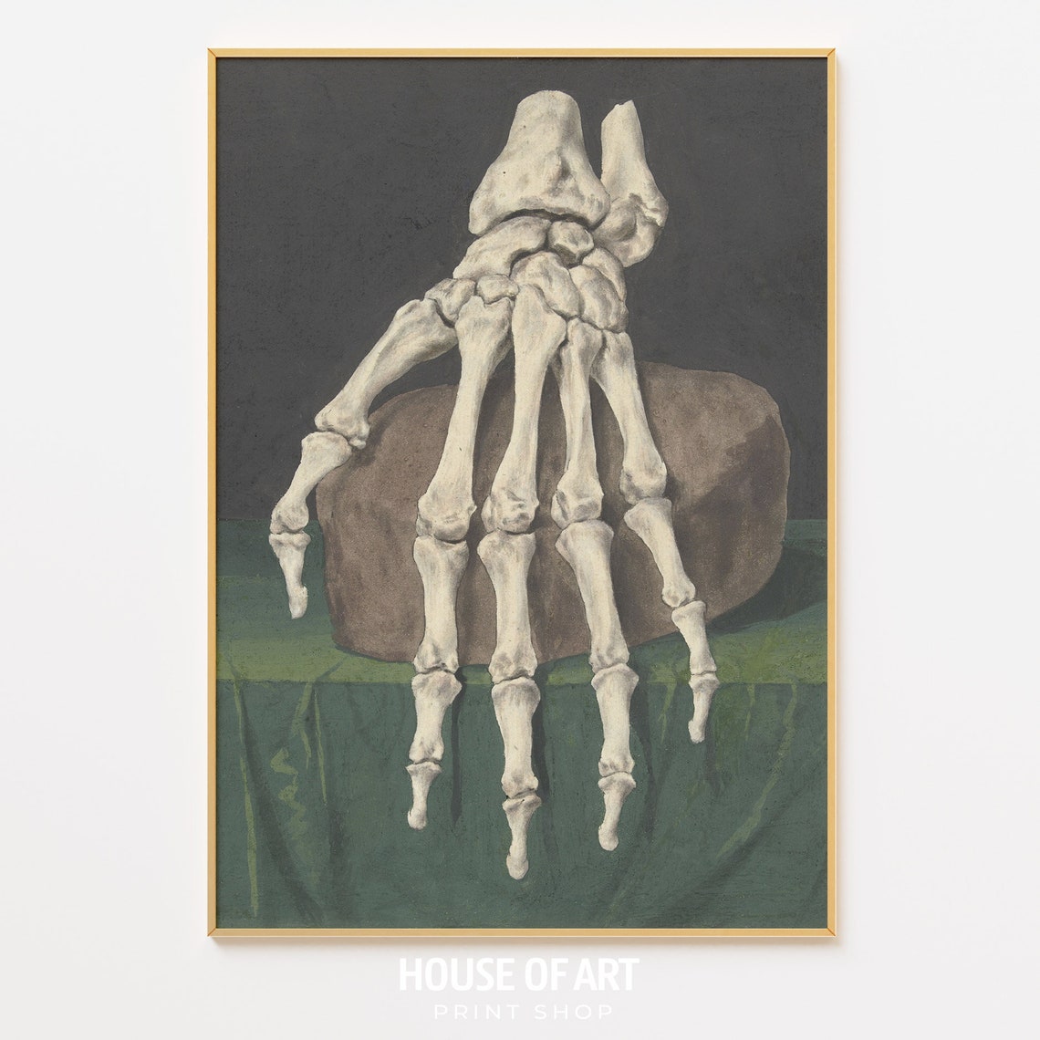 Vintage Skeleton Hand Anatomy Study Dark Background Bones Art Print - Image 2