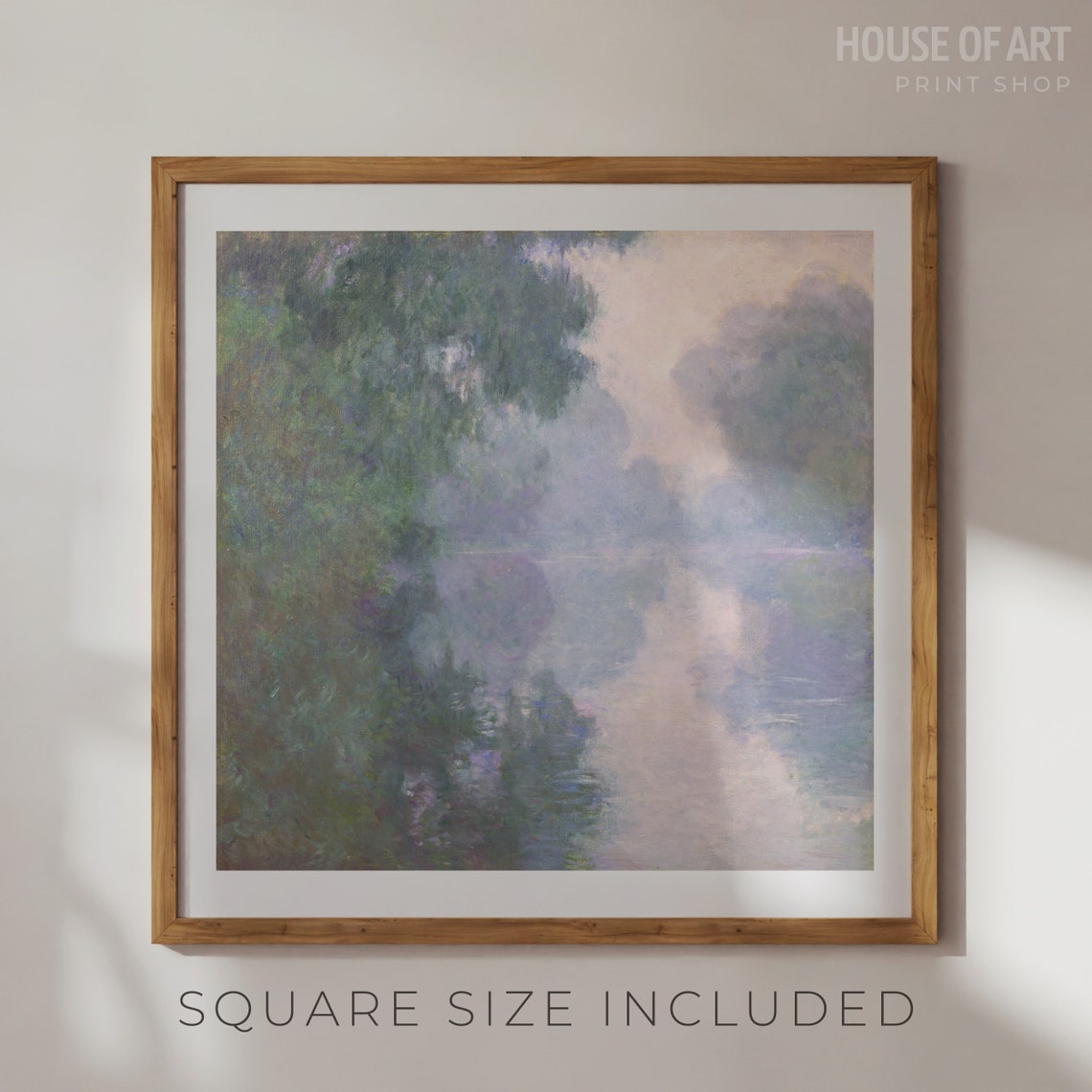Soft Morning Mist River Impressionist Pastel Landscape Painting Print - Image 2