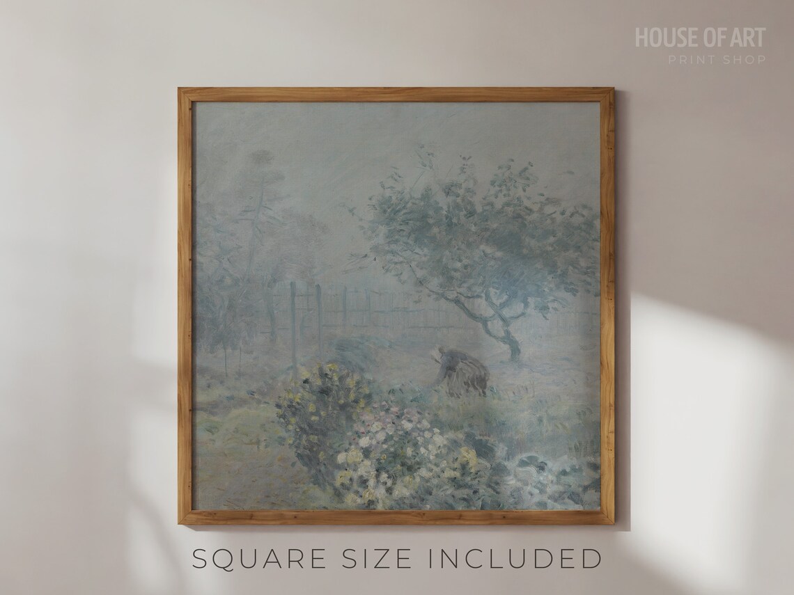 Fog In The Garden Impressionist Misty Landscape Soft Muted Art Print - Image 2