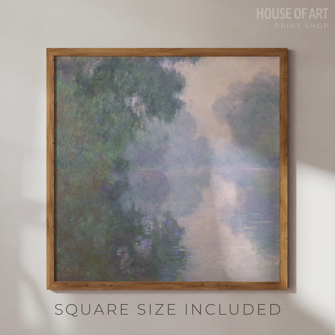 Morning Mist River Tree Reflections Impressionist Landscape Poster - Image 2