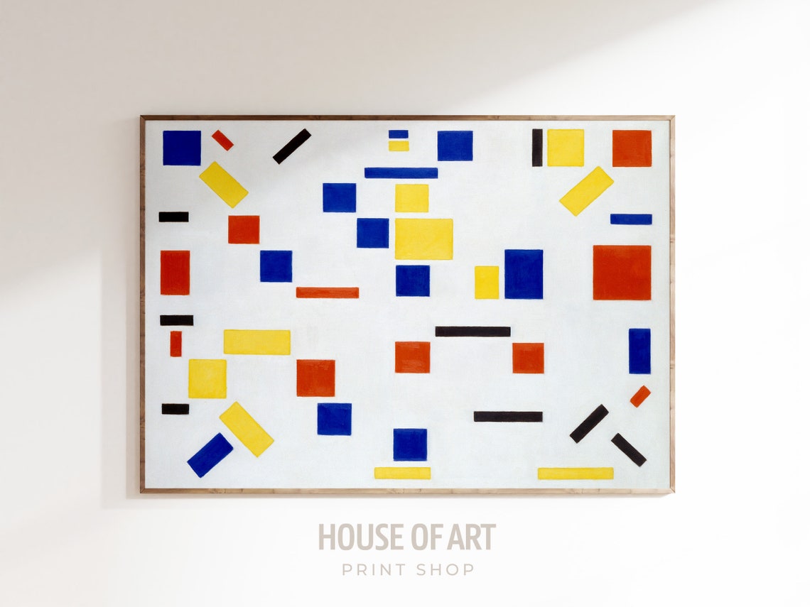 Abstract Geometric Composition Primary Colors Rectangles Art Print