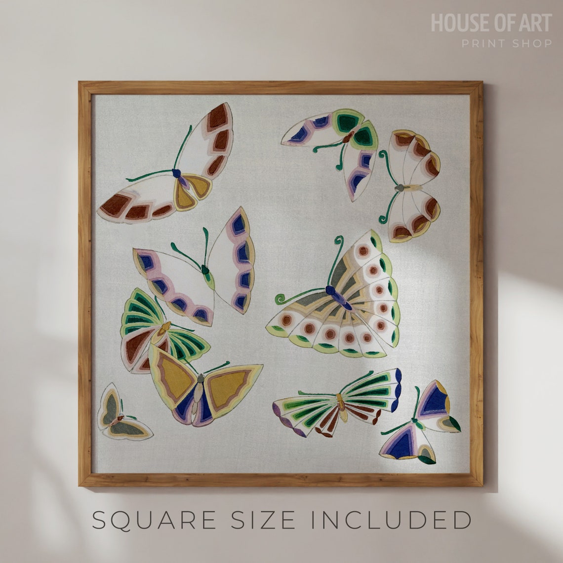 Eleven Colorful Butterflies Rainbow Japanese Woodcut Insect Poster - Image 2
