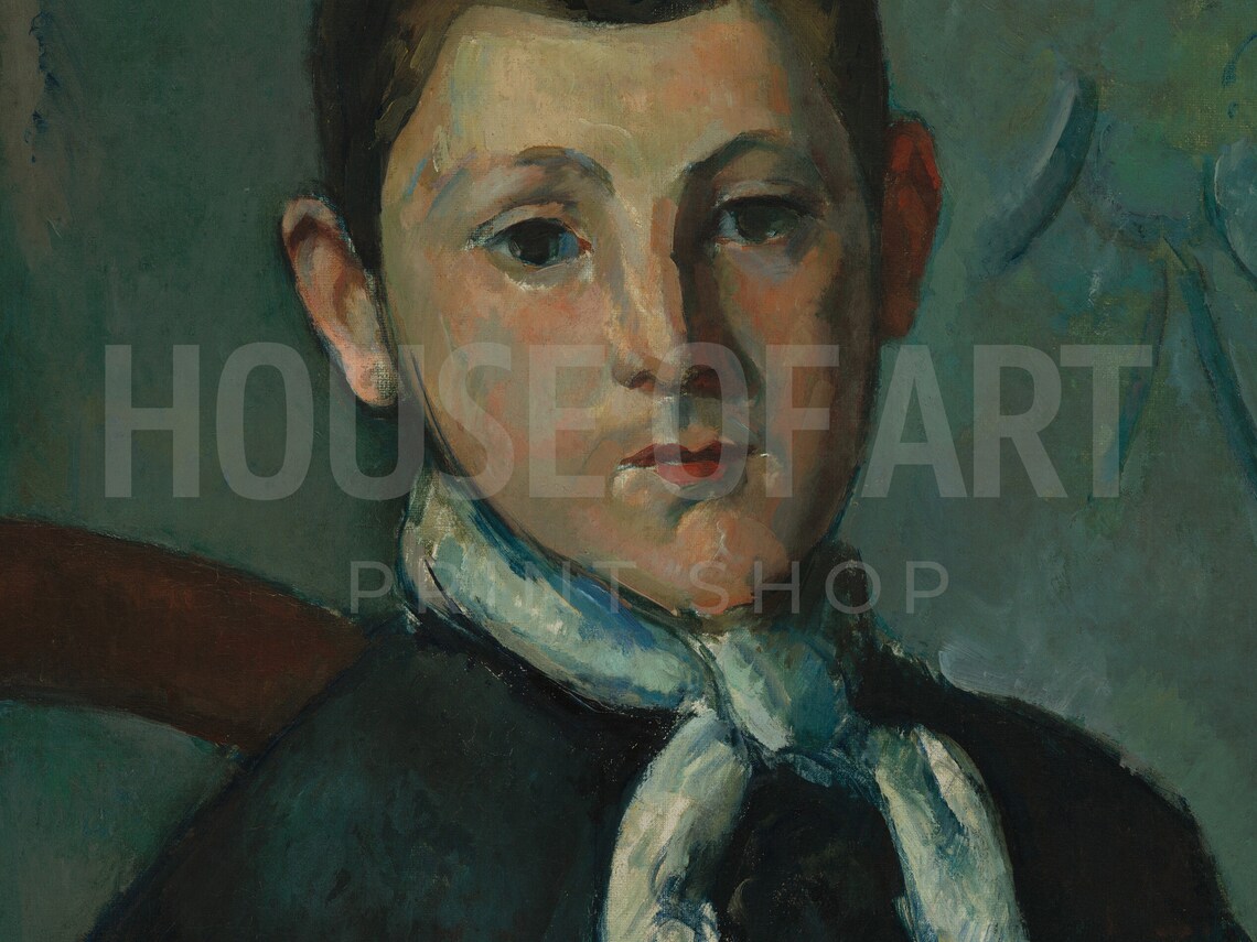 Post Impressionist Portrait Of Boy White Scarf Vintage Painting Wall Art Print - Image 2