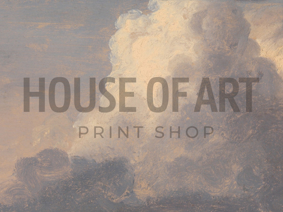 Towering Sunset Cumulus Clouds Vintage Oil Painting Sky Art Print - Image 2