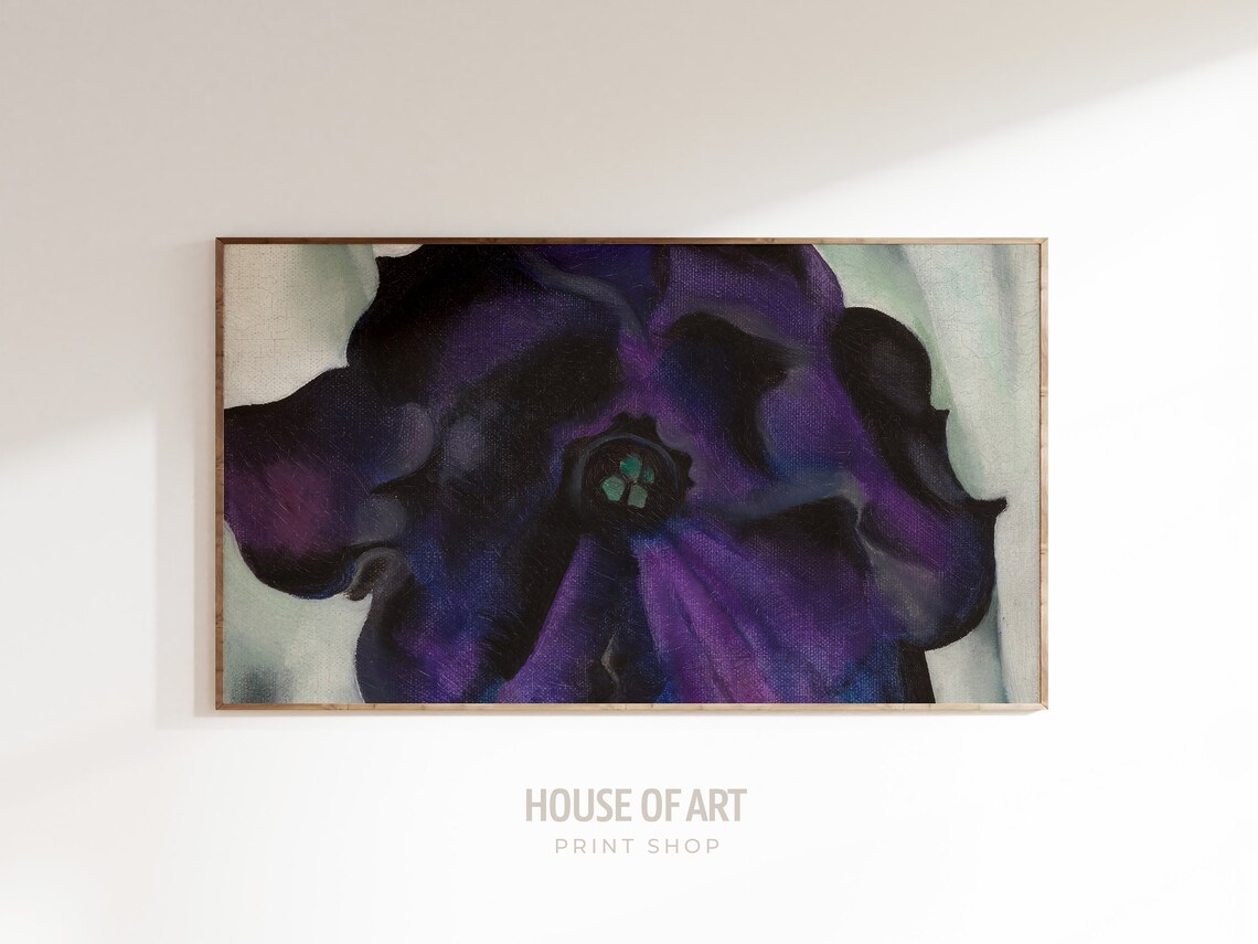 Purple Petunia Flower Close Up Vibrant Modern Botanical Painting Print - Image 3