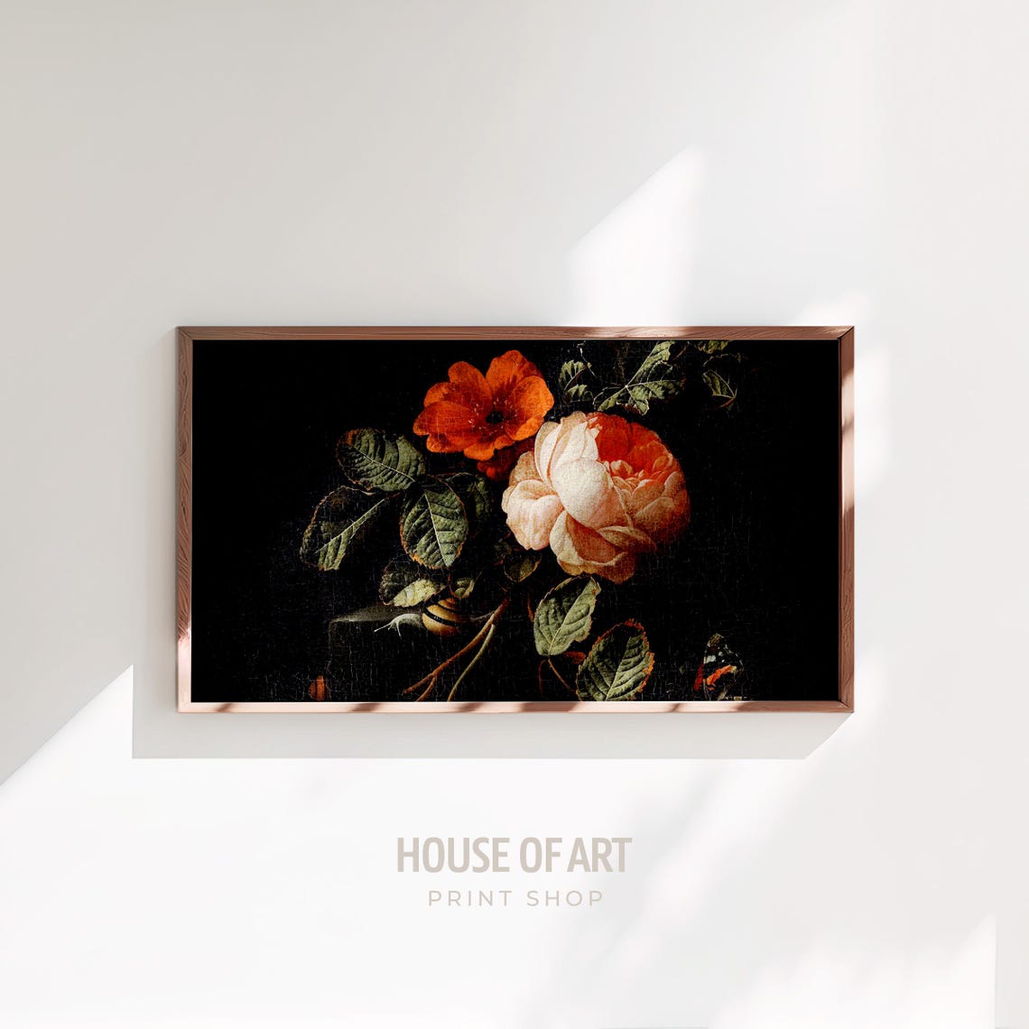 Antique Rose Still Life Dark Moody Floral Old Master Style Art Poster - Image 2