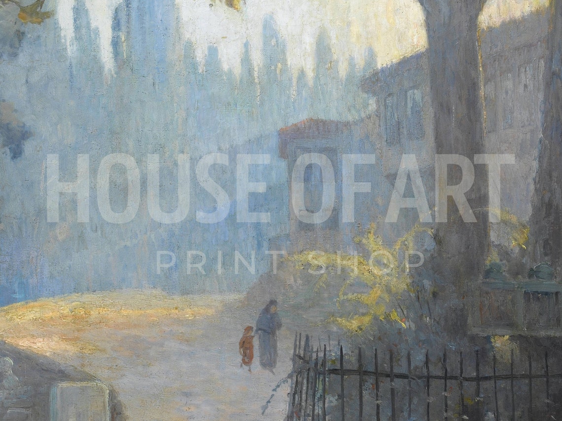 Turkish Cemetery Landscape Artwork Magical Sunlight Instant Print Architecture Istanbul Oil Painting Walking - Image 2