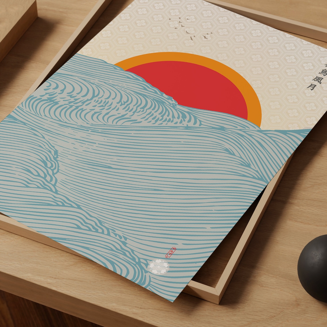 The Rising Sun Japanese Waves Hokusai Art Print - Image 2