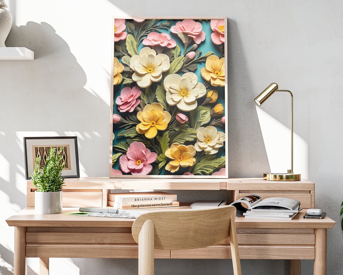 Spring Primrose Floral, Botanical Spring Decor Art Print - Image 4