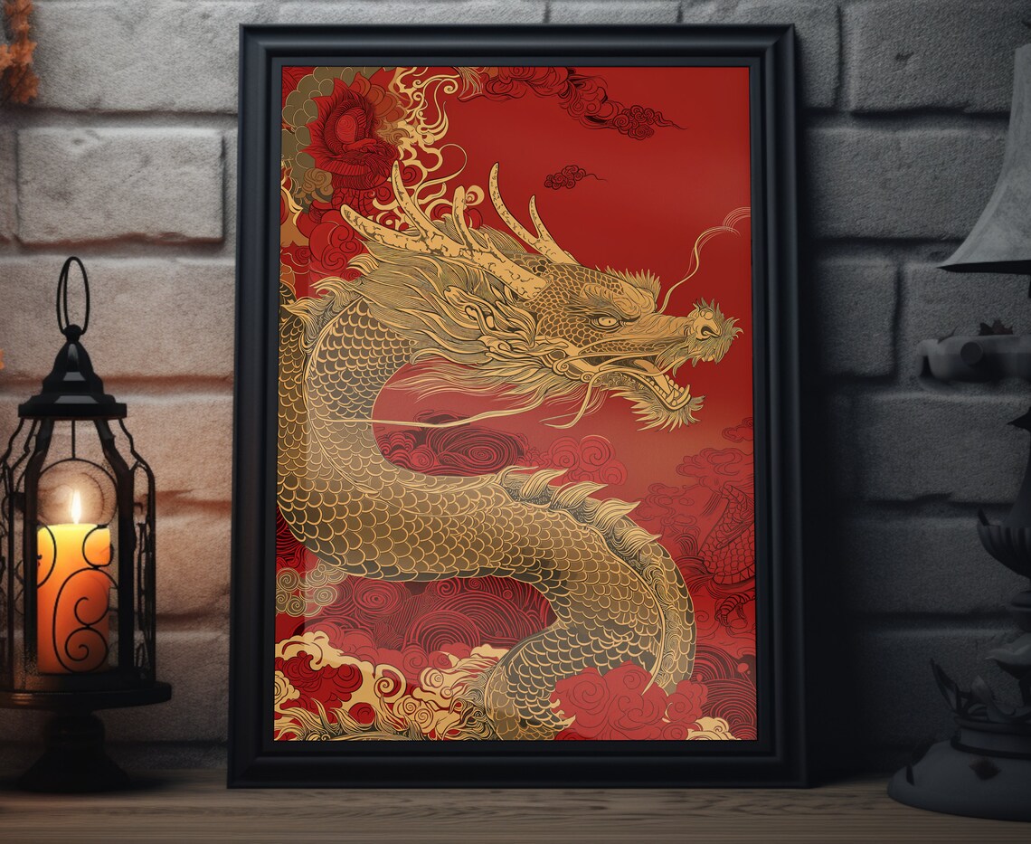Chinese New Year Dragon Matte Wall Art Lunar New Year Artwork Year Of The Dragon Print Spring Festival Art Chinese Dragon Poster