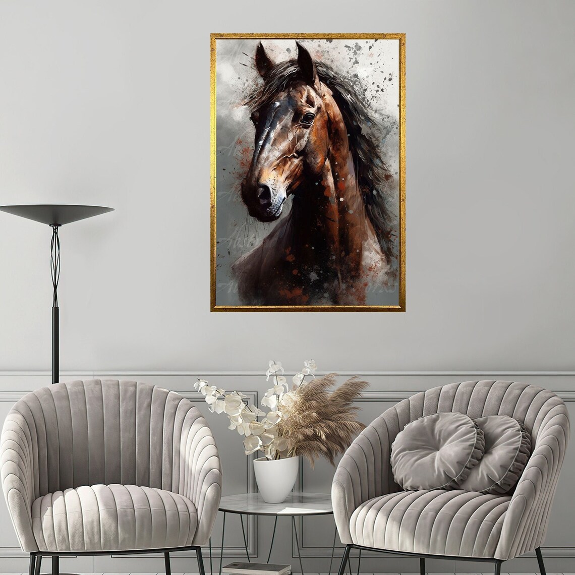 Brown Horse Print Prancing Horse Wall Art Race Horse Painting Horse Portrait Print Ready To Hang