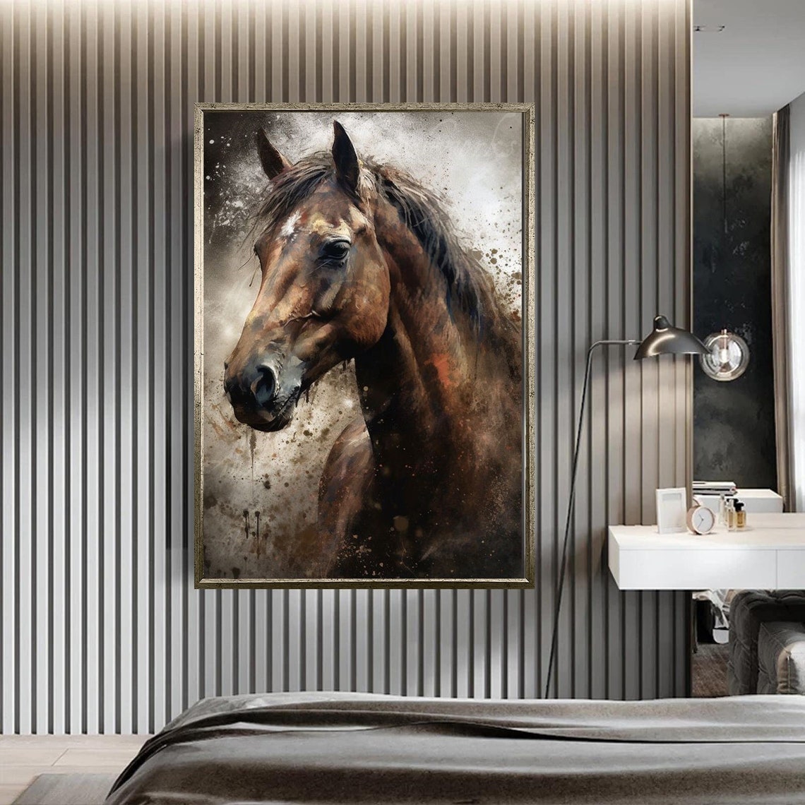 Brown Horse Print Prancing Horse Wall Art Race Horse Painting Horse Portrait Print Ready To Hang