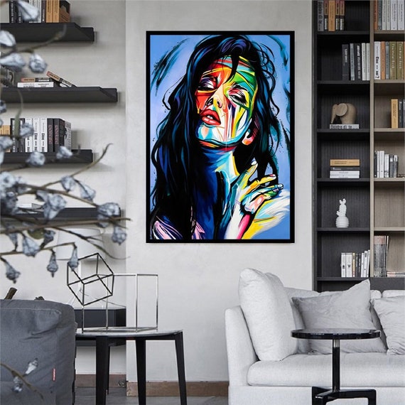 Colorful Woman Graffiti Wall Art Street Print Graffiti Wall Decor Beauty Wall Art Design Framed Ready To Hang