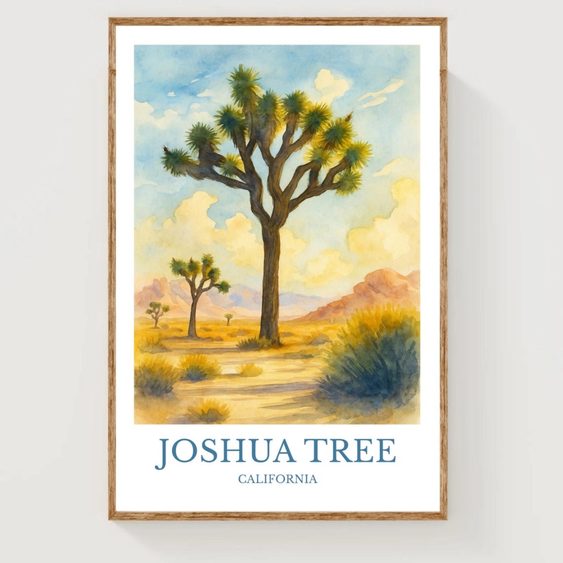 Joshua Tree National Park Desert California Watercolor Travel Poster
