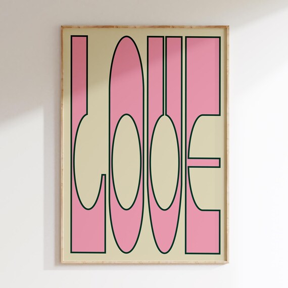 Love Wall Art Print Bold Modern Typography Home Decor Quote Prints Simple