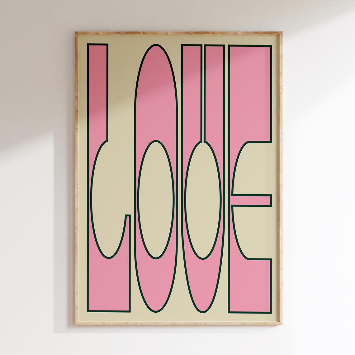 Love Word Pink Letters Retro Typography Bold Quote Art Poster