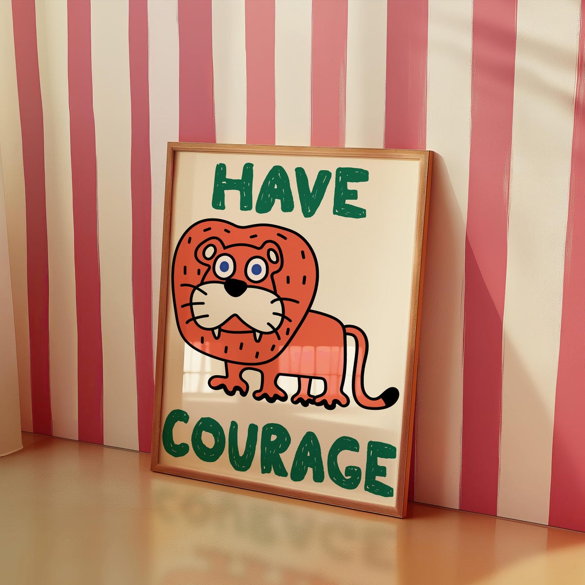 Have Courage Playful Lion Cute Kids Nursery Motivational Quote Poster