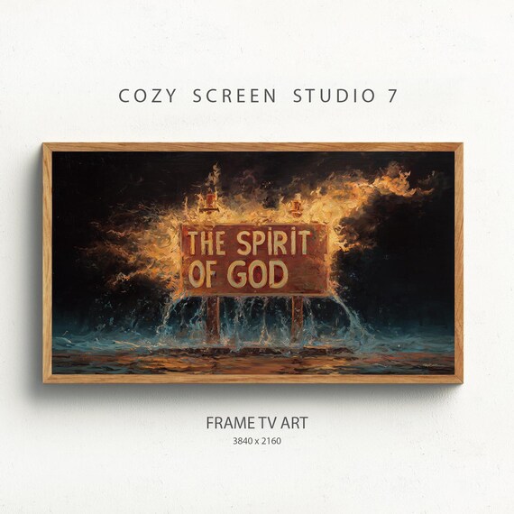 The Spirit Of God Burning Sign Over Water Dramatic Christian Poster