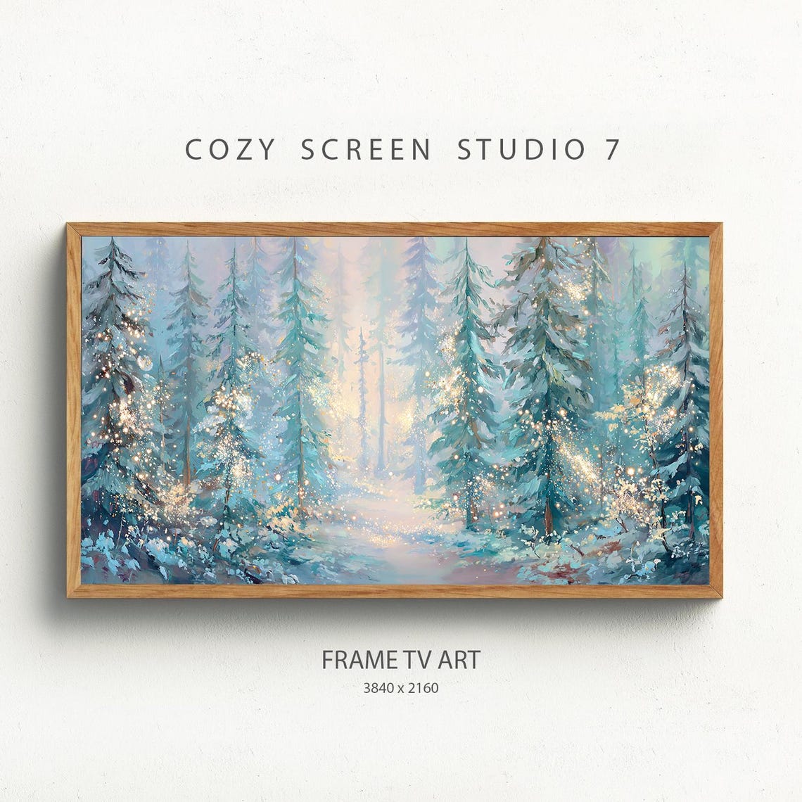 Winter Forest Frame Tv Art Vintage Christmas Painting