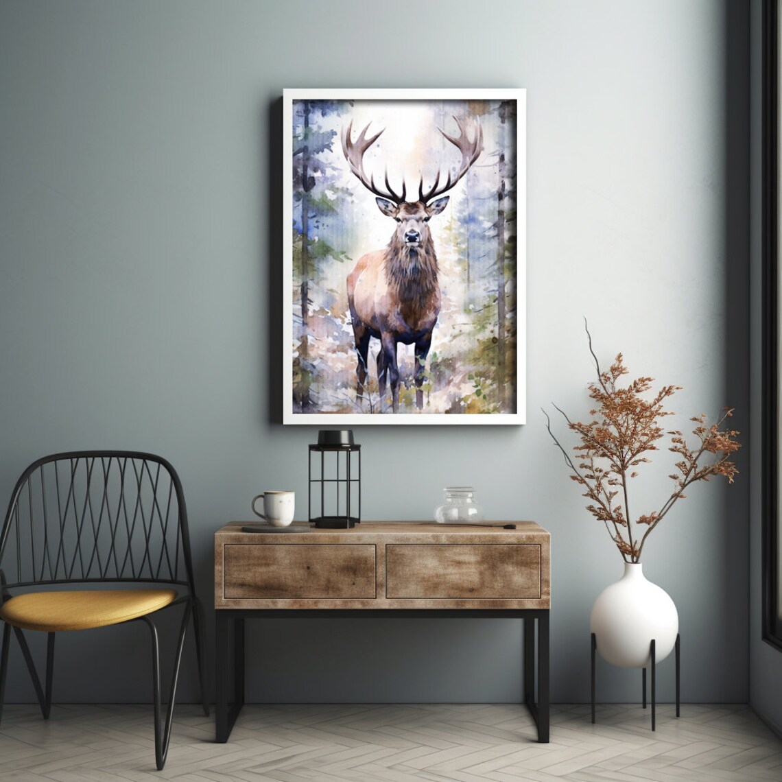 Elk Watercolor Art Print, Wildlife Wall Decor - Image 4