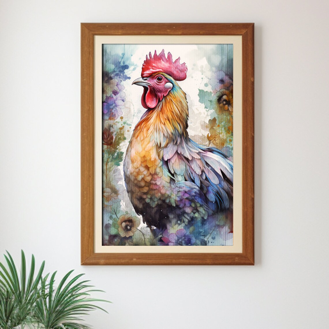 Colorful Rooster Watercolor Painting Farm Country Kitchen Poster - Image 3