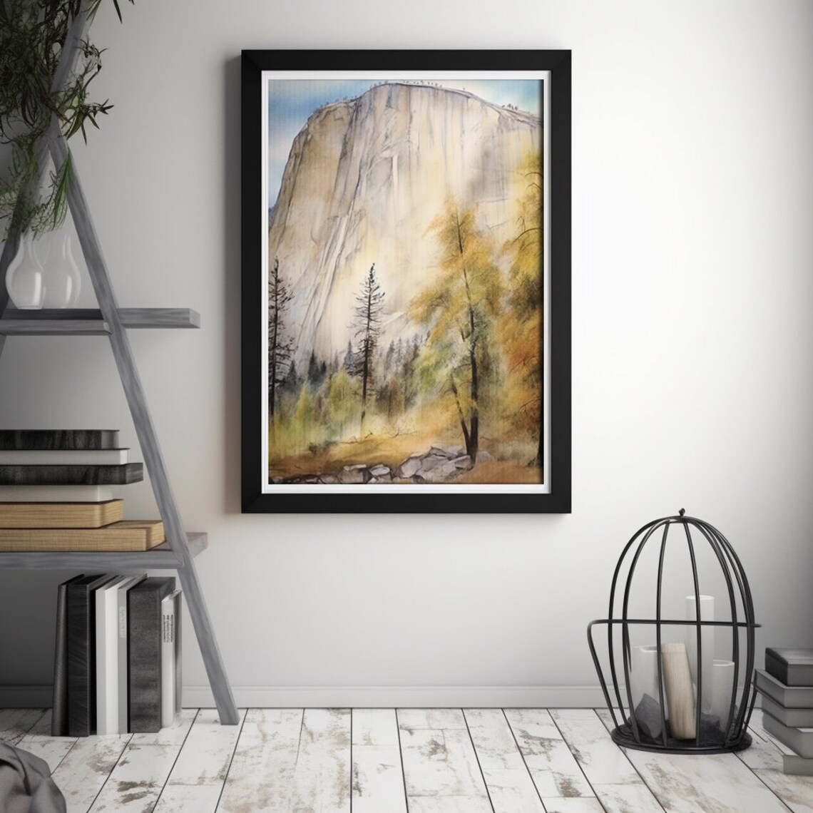 Yosemite El Capitan Watercolor Landscape Art Print - Image 2