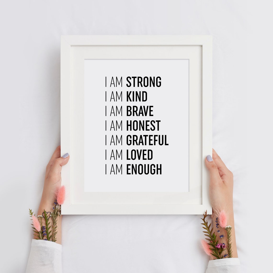 I Am Strong I Am Kind I Am Enough Positive Affirmations Poster - Image 2