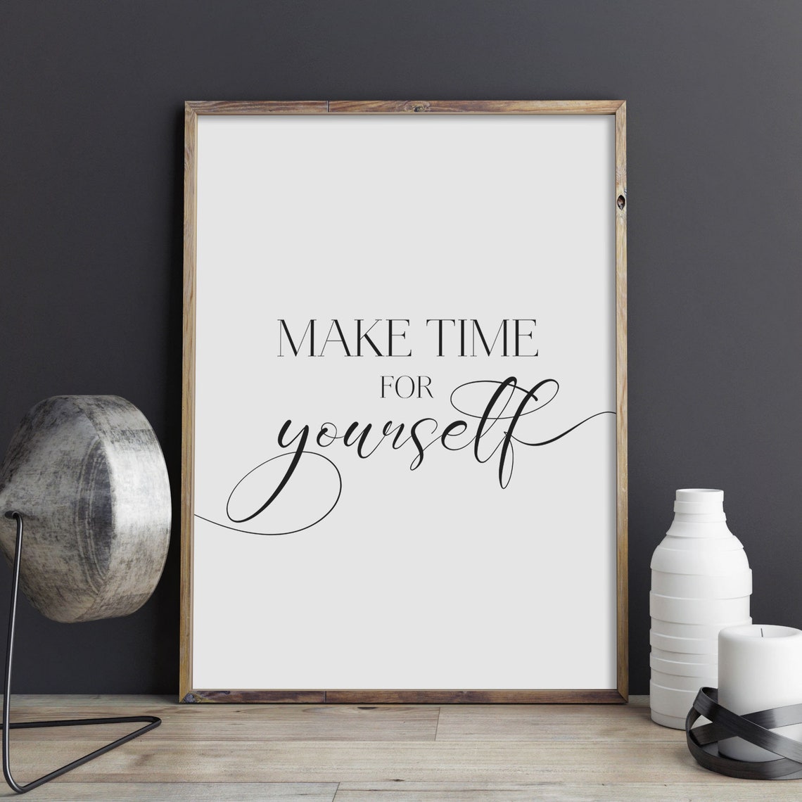 Make Time For Yourself Self Care Minimalist Typography Wall Poster - Image 2