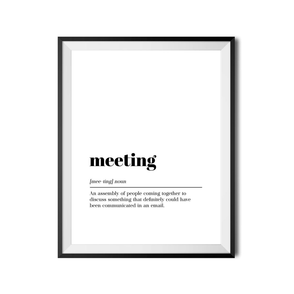 Funny Meeting Definition Dictionary Style Office Decor Wall Art - Image 4