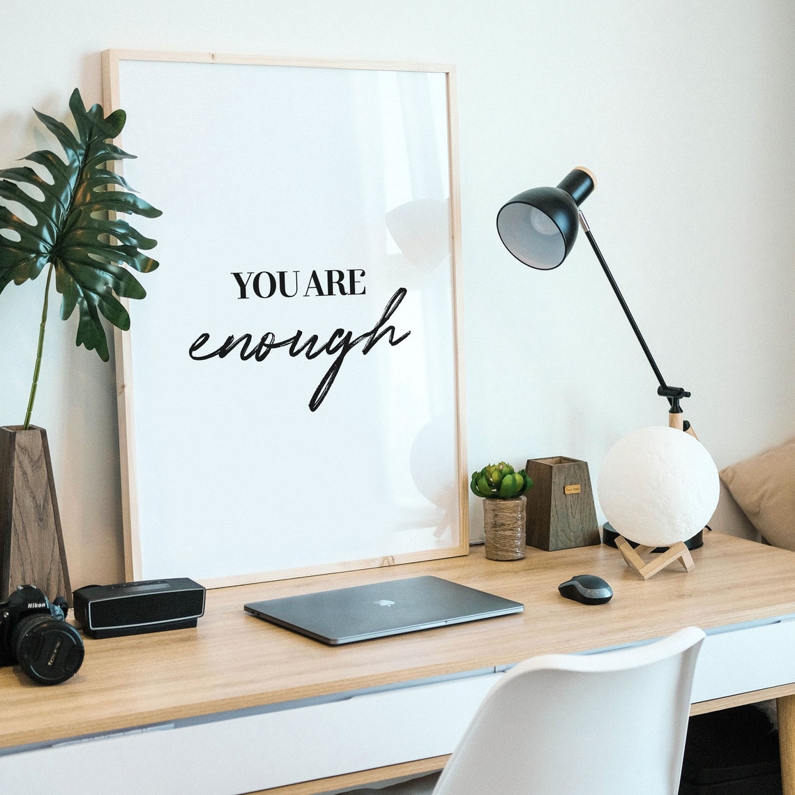 You Are Enough Always Kind Brush Script Self Worth Quote Wall Art - Image 2