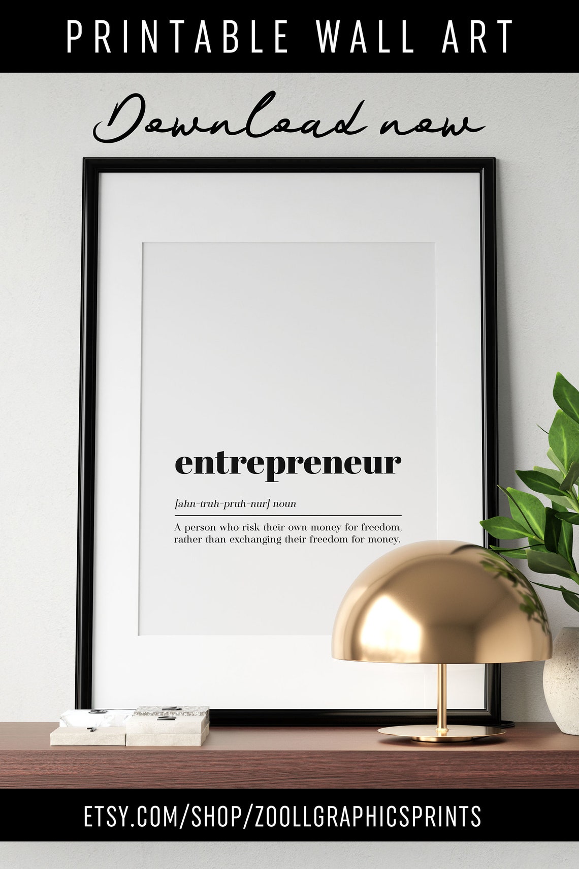 Entrepreneur Definition Noun Office Business Quote Wall Decor Poster - Image 4