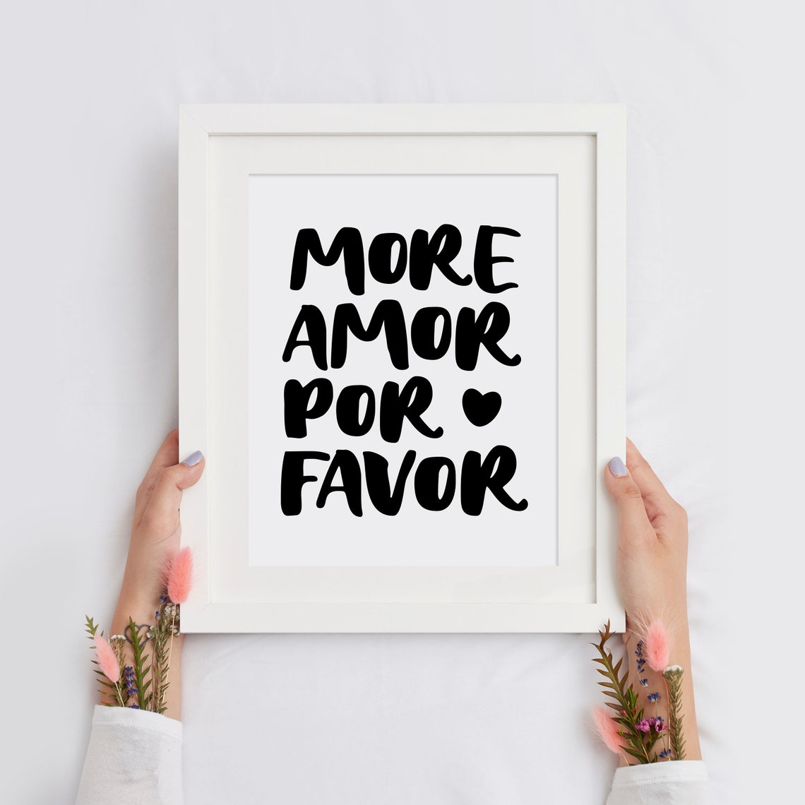 More Amor Por Favor Spanish Love Quote Black Typography Poster - Image 2