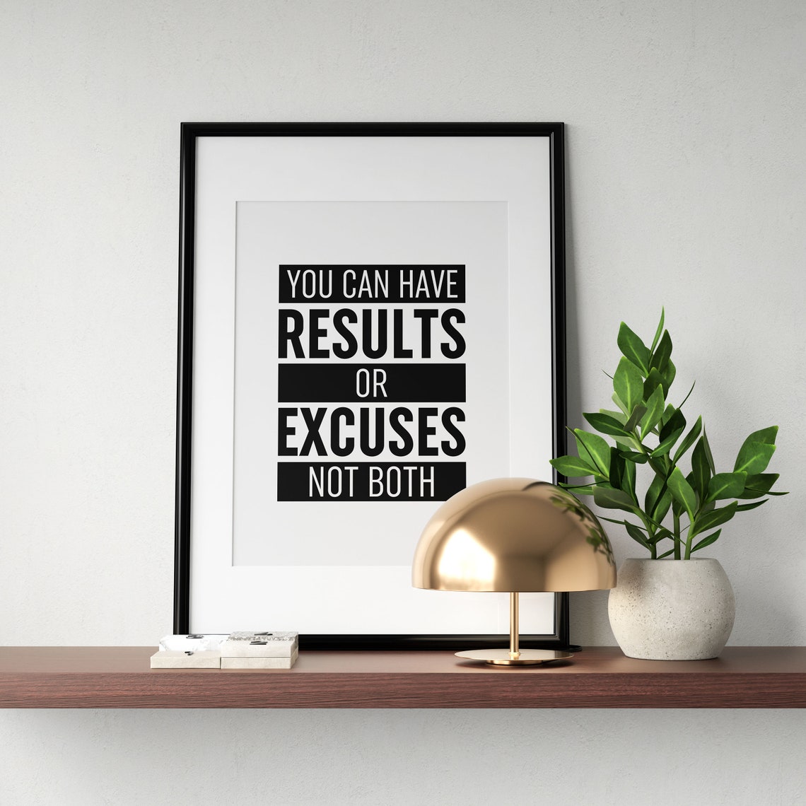 Results Or Excuses Not Both Gym Motivation Bold Quote Poster - Image 3