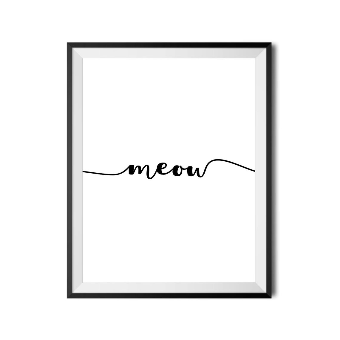 Meow Single Line Script Cat Lover Wall Decor Typography Poster - Image 4