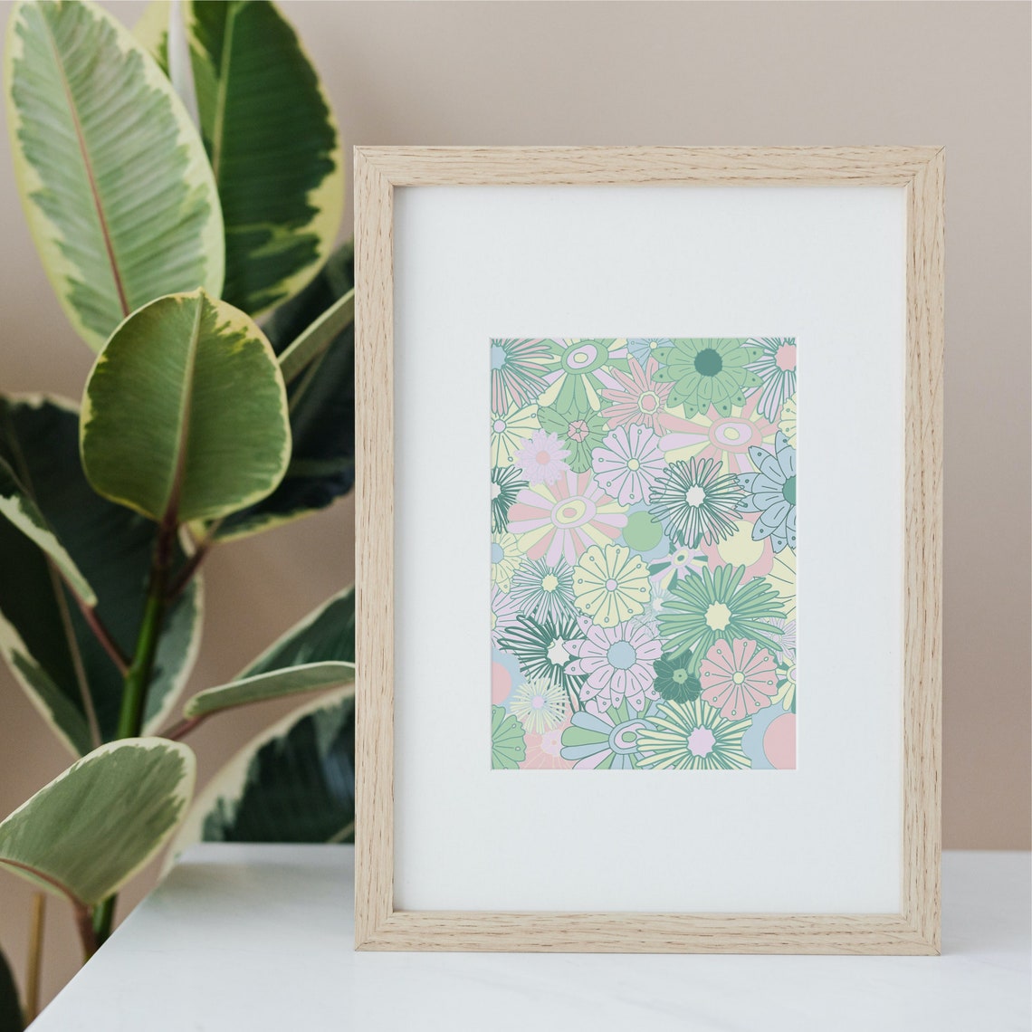Retro 60s 70s Flower Poster Print, Danish Pastel - Image 3