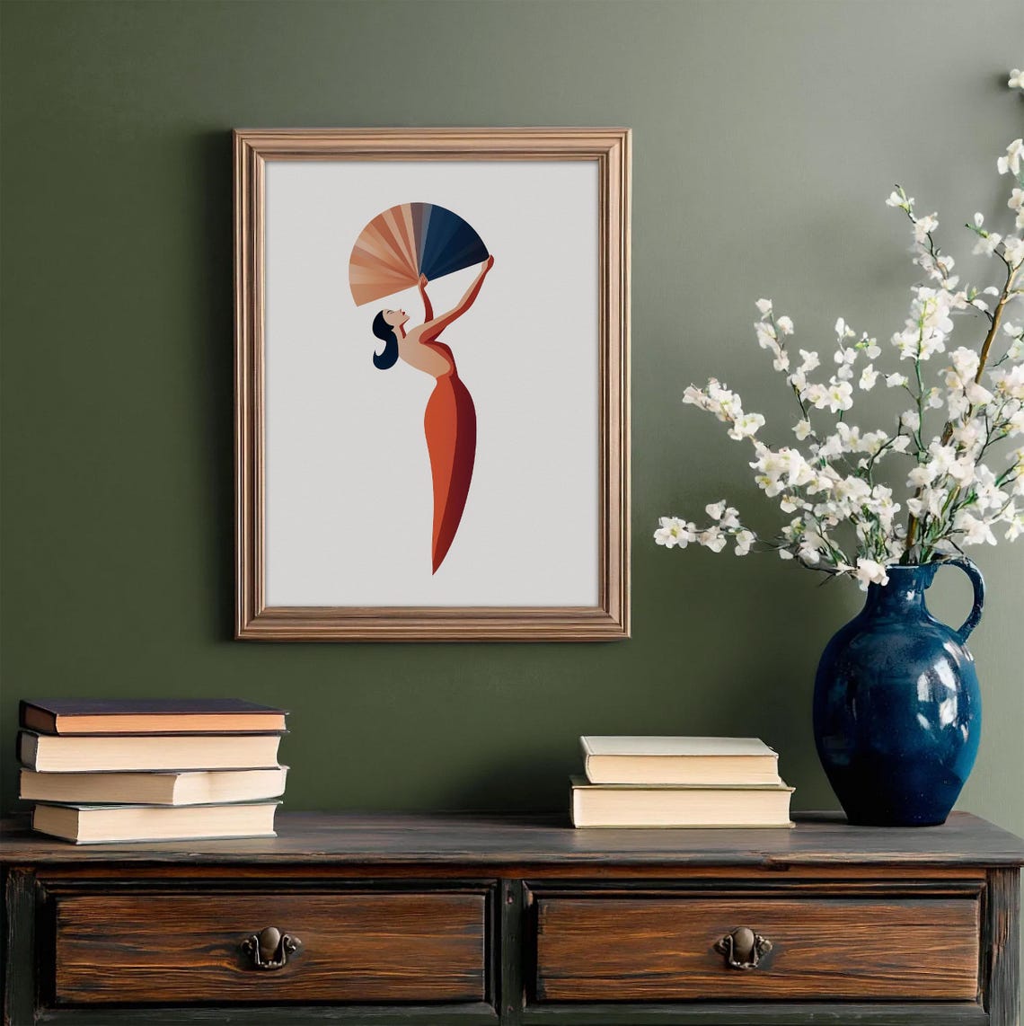 Flamenco Dancer with Fan Art Deco Style Spanish Dance Poster - Image 3