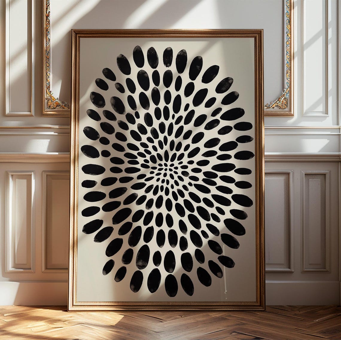 Black Dot Mandala Radial Abstract Japandi Minimalist Wall Poster - Image 5