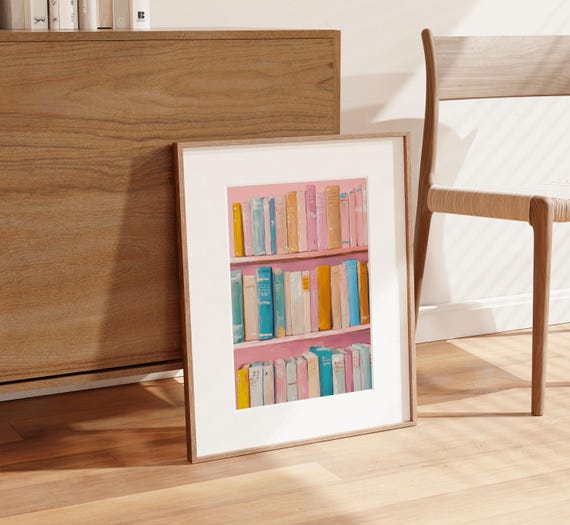 Book Lovers Vibrant Bookshelf Art Colorful Abstract Book Print Modern Reading Decor Library Wall Art Bookworm Decor Classroom