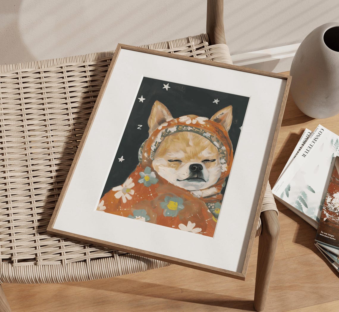 Sleeping Chihuahua Puppy In Floral Babushka Starry Night Poster - Image 4