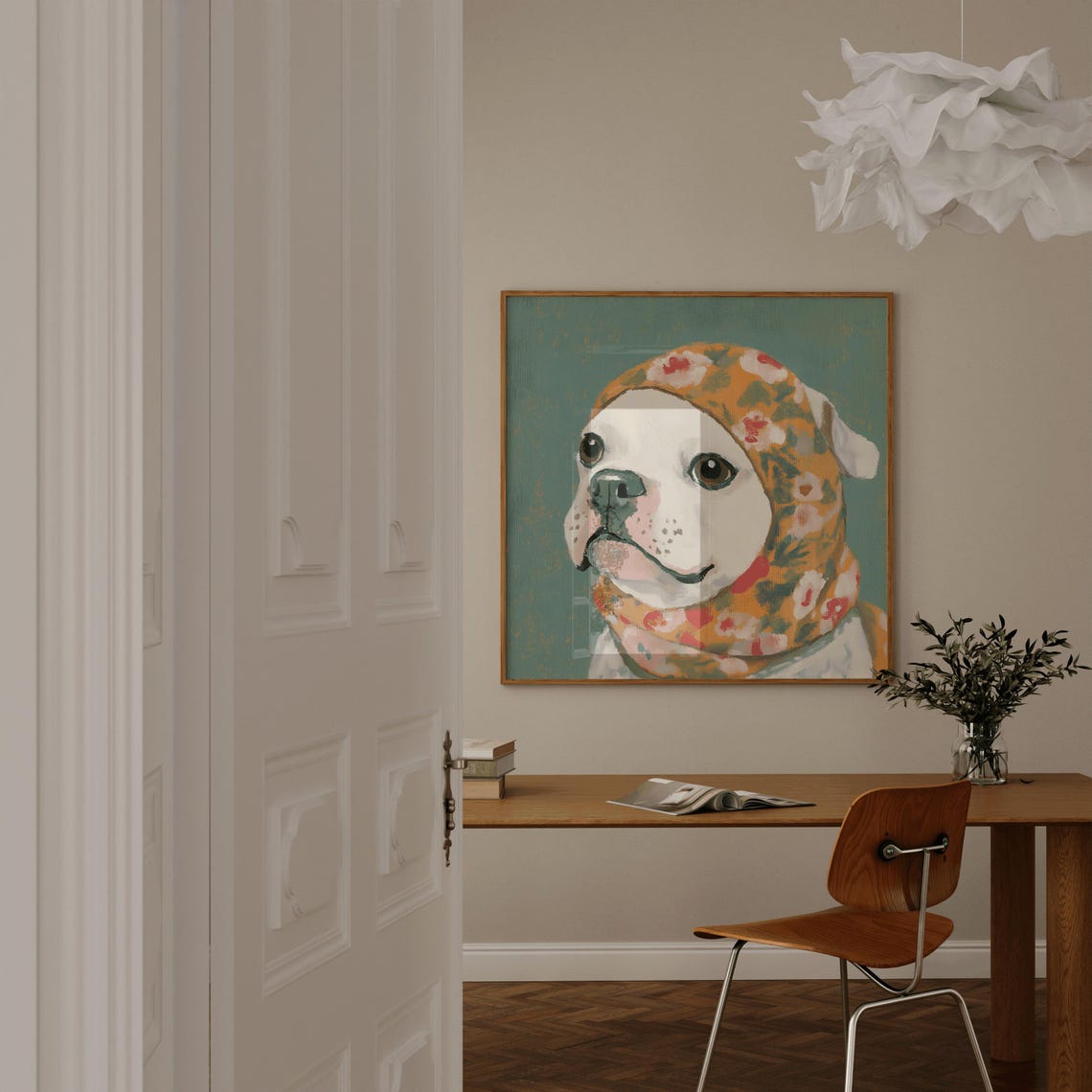 White English Bulldog Babushka English Bulldog Wall Art English Bulldogs Lovers English Bulldog Cute English Bulldog Decoration Dog Art - Image 3