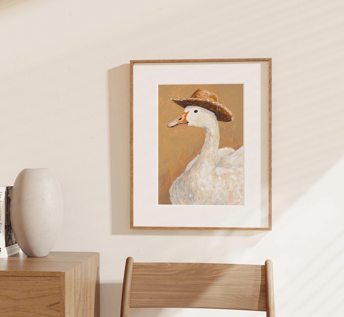 Silly Cowboy Goose Art Print, Western Nursery Decor - Image 2