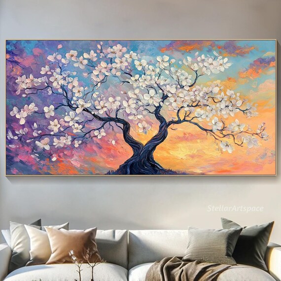 Abstract Nature Painting On 3d Tree Textured Wall Art Handmade Modern Artwork Neutral Tone Tree Painting Large Living Room Decor
